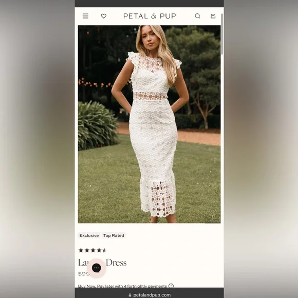 Petal & Pup White Floral Lace Midi Dress - Picture 1 of 7